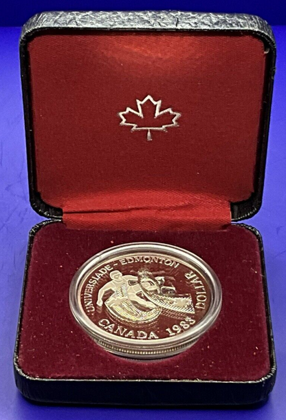 1983 Canada Proof Silver $1 Dollar Edmonton University Games  w/ OGP & Capsule