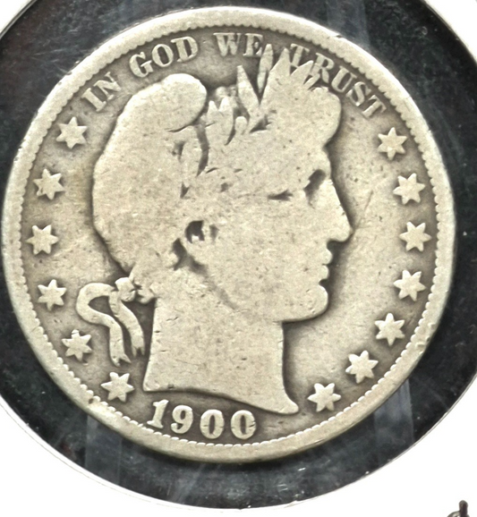 1900 O Barber Half Dollar 90% Silver 50C Very Good Condition Full Rim Part Motto