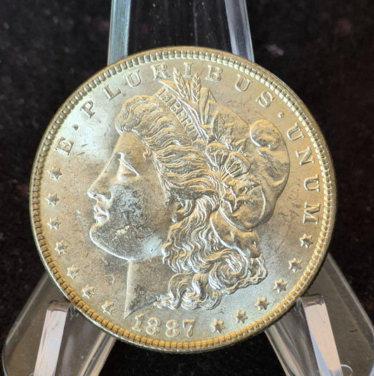 1887-P Morgan 90% Silver Dollar BU Gem, Rev Die Crack, Vam Hunters, Rare Vam 3-A
