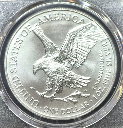 2023 $1 AMERICAN SILVER EAGLE PCGS PERFECT MS70 FIRST STRIKE SILVER FOIL LABEL