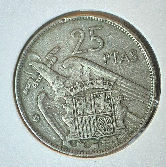 1957  Spain 25 Pesetas Coin