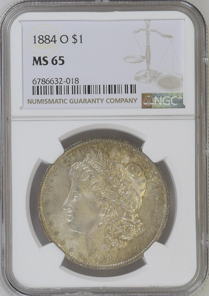 MS65 1884-O Morgan Silver $1 Dollar NGC Graded Coin 90% Fine Super Sharp Crisp