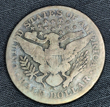 1909 S Barber Half Dollar 90% Silver 50C Very Good Condition Partial Motto