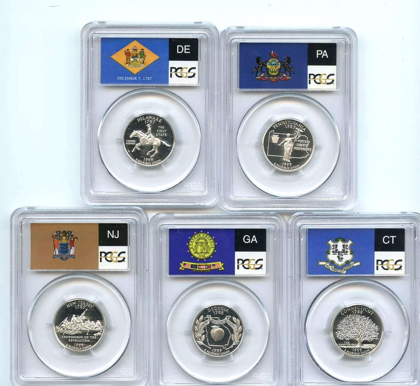 1999 S Silver State Quarter Set PCGS PR69DCAM Delaware Georgia NJ Pennsylvania