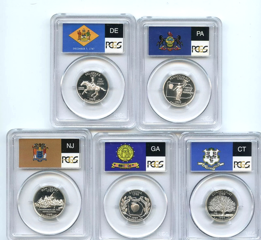 1999 S Silver State Quarter Set PCGS PR69DCAM Delaware Georgia NJ Pennsylvania
