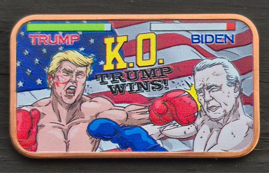Set of (12) 1 oz Colorized Trump Copper Bars W/Tube KO TRUMP WINS Trump V. Biden