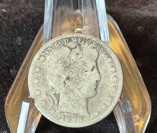 1896 New Orleans Barber Half Dollar 90% Silver 50C Good+ Partial Motto