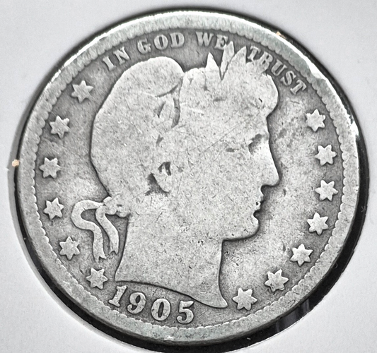 1905 O Barber Silver Quarter 90% SILVER Coin Raw Circulated AG Condition or Less