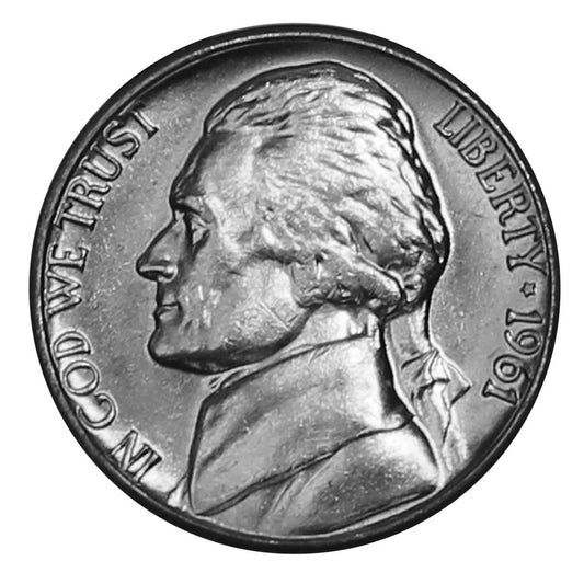 1961-D Jefferson Nickel Gem BU From Original Roll OBW UNCIRCULATED GEM 5c Coin