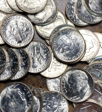 1955-P 90% Silver Roosevelt 10c Dime Gem BU UNCIRCULATED from OBW Roll Free SHIP