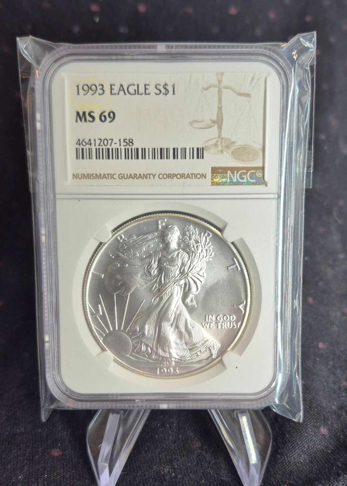 1993 American Silver Eagle One Ounce 99.9 % SILVER NGC 🔥MS69🔥 Brown Label