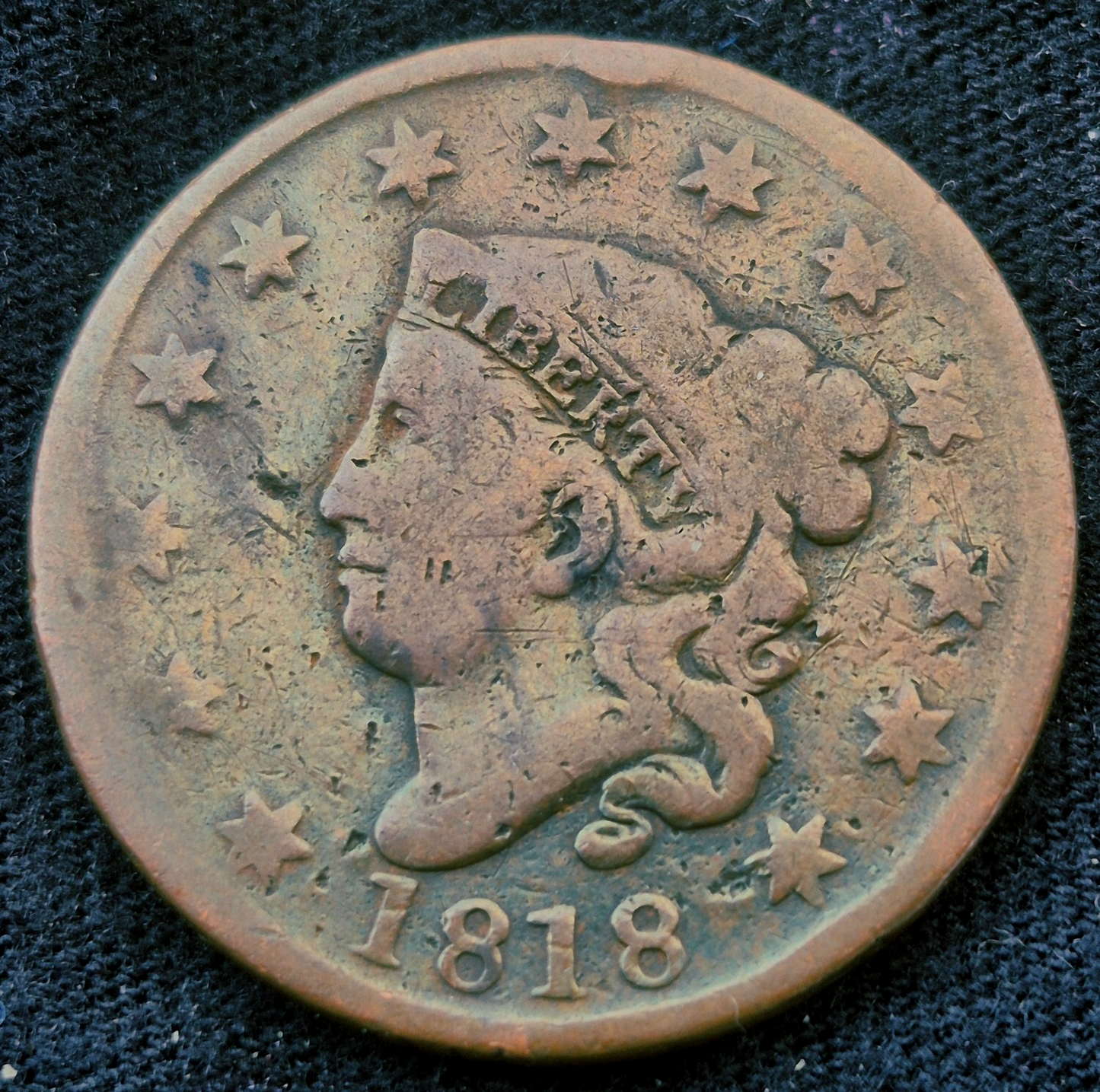 1818 Matron Head Large Cent Rotated Die Good or Less Condition