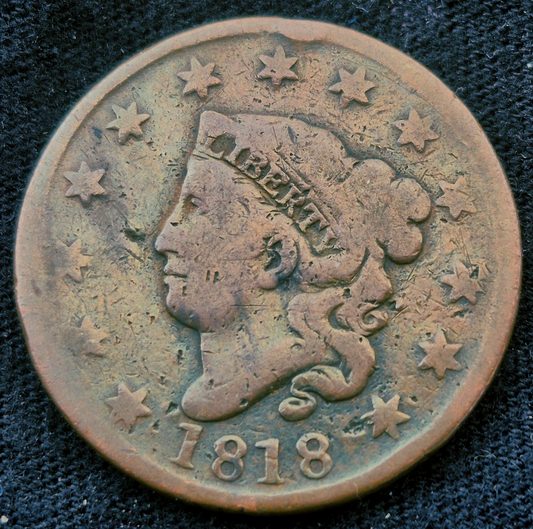 1818 Matron Head Large Cent Rotated Die Good or Less Condition