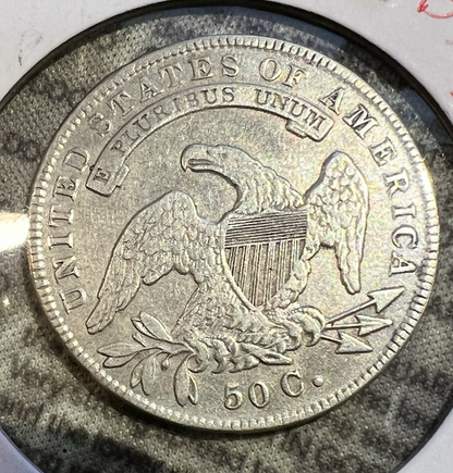 1834 Capped Bust Half Dollar Lettered Edge ROTATED DIE Beaded Border 50c Coin