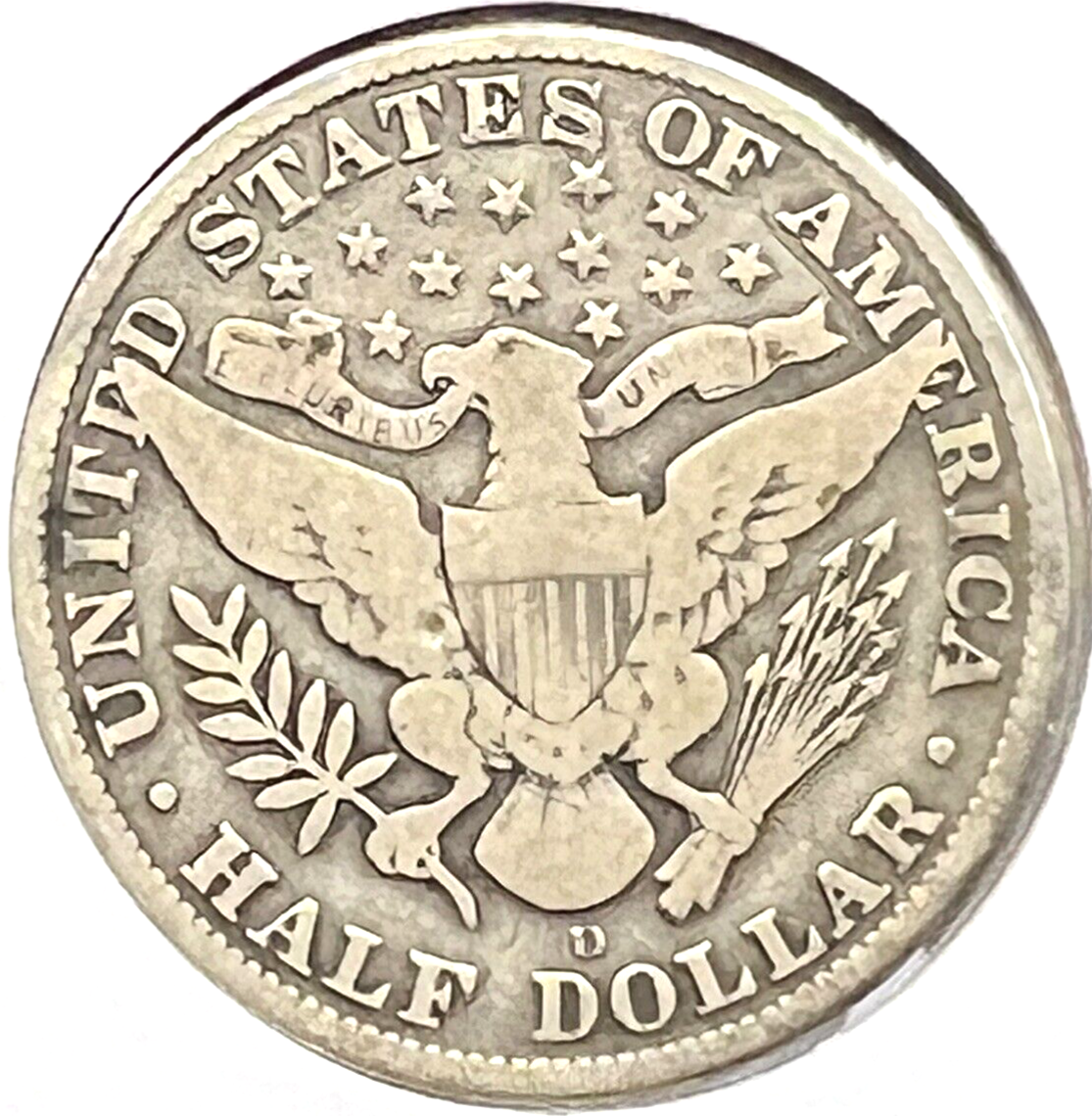 1915 D  Barber Half Dollar 90% Silver 50c Coin Great Details