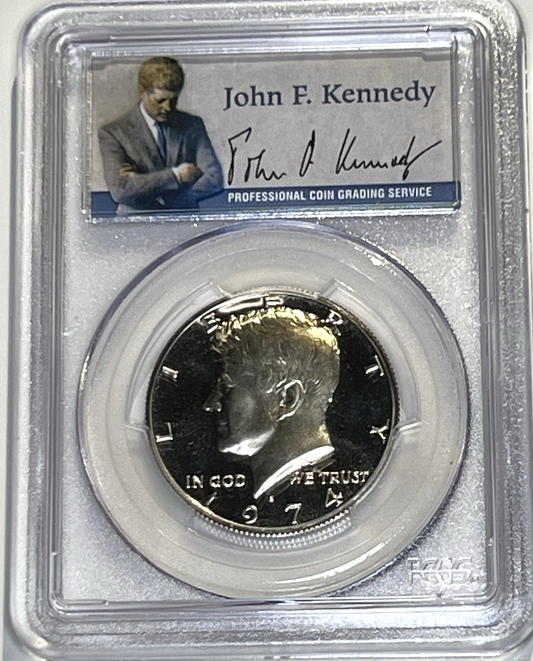 1974-S Kennedy Half Dollar Proof PCGS PR69DCAM John Kennedy JFK Label Signature