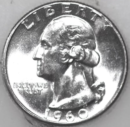 1960-P Washington Silver Quarter 25c BU Brilliant Uncirculated From OBW Roll