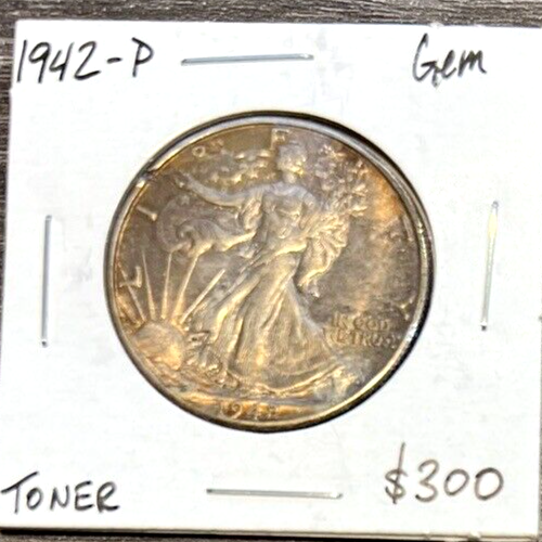 SUPER TONER GEM 1942-P Walking Liberty Half Dollar  Beauty 50c Coin