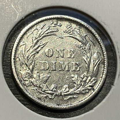 1897 Barber 90% Silver Dime  Old Coin Flip Writing and Information Semi Key Date