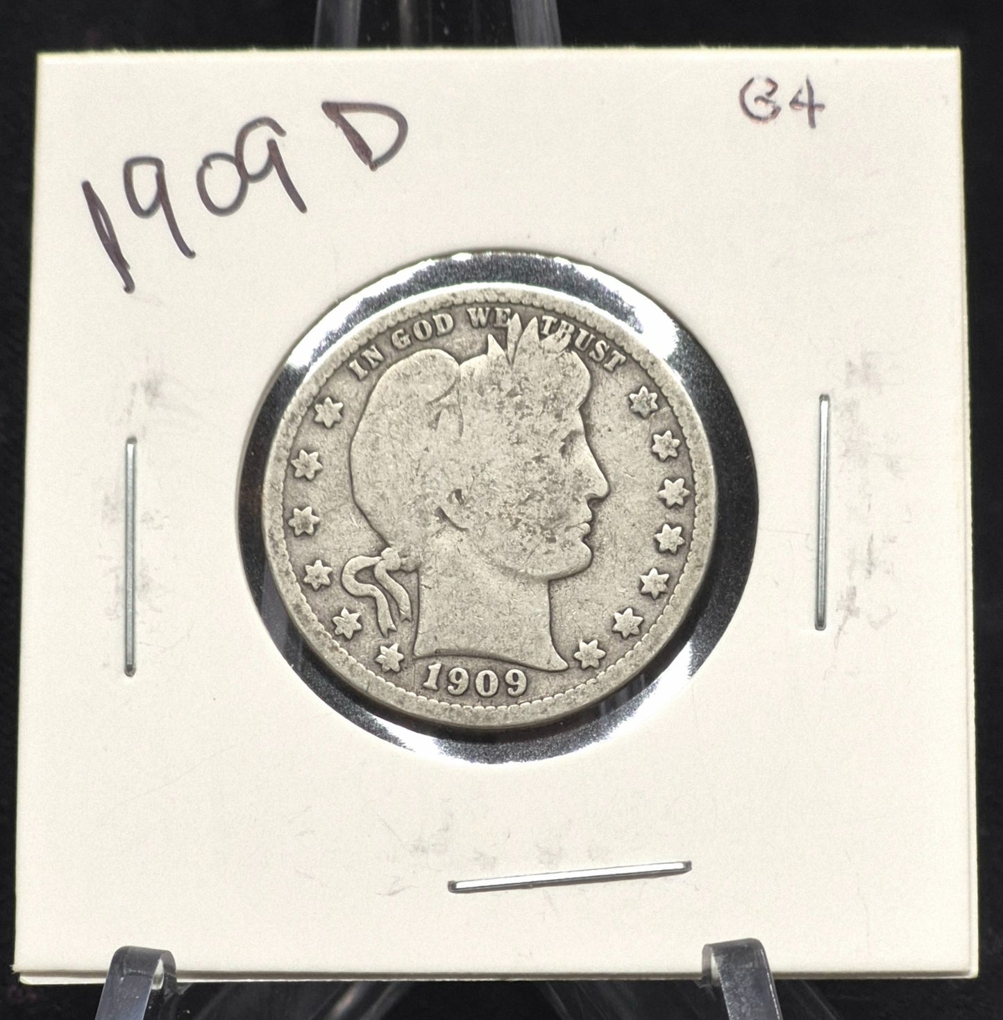 1909 D Barber Silver Quarter 🥈90% SILVER 🥈Coin Circulated Good Condition