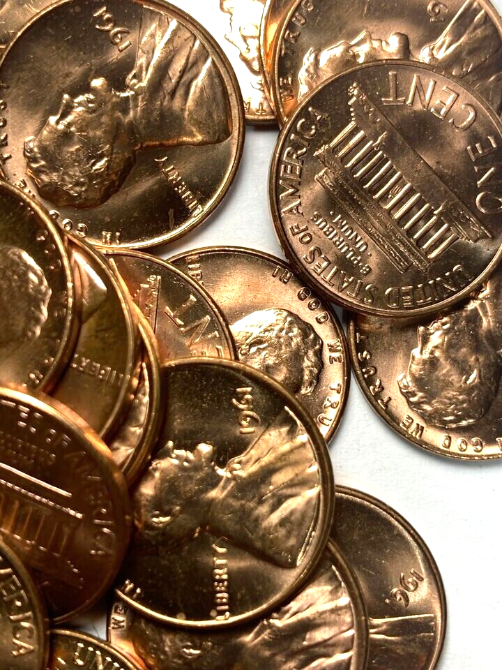 ✅ 1961-P BU UNC Lincoln Memorial 1c BRILLIANT UNCIRCULATED From OBW Roll