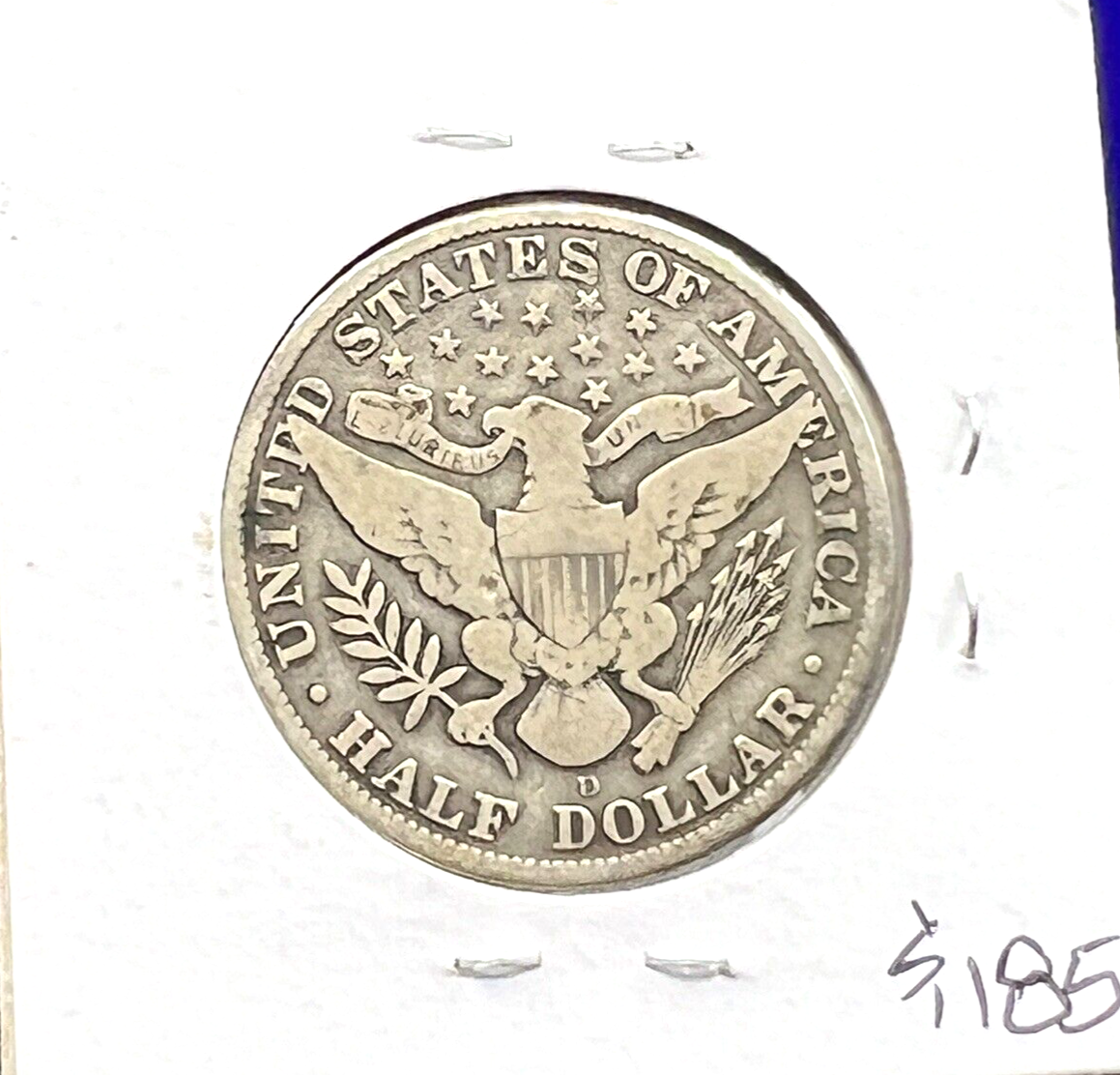 1915 D  Barber Half Dollar 90% Silver 50c Coin Great Details