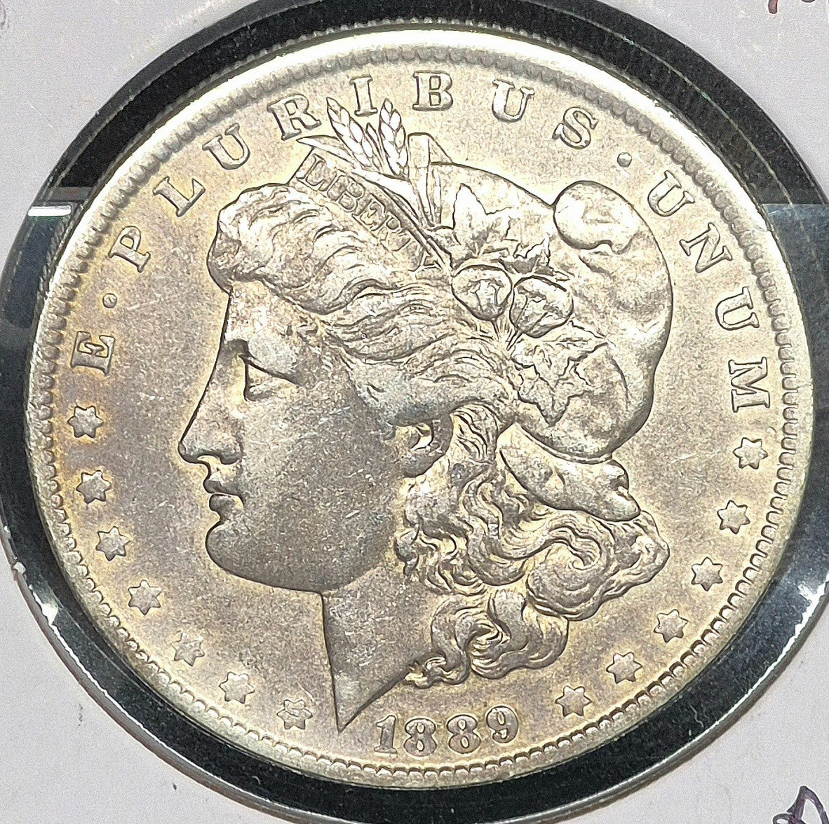 1889 O Gorgeous Toned Morgan 90% Silver Dollar AU Crisp Features Clean Cheeks 1$