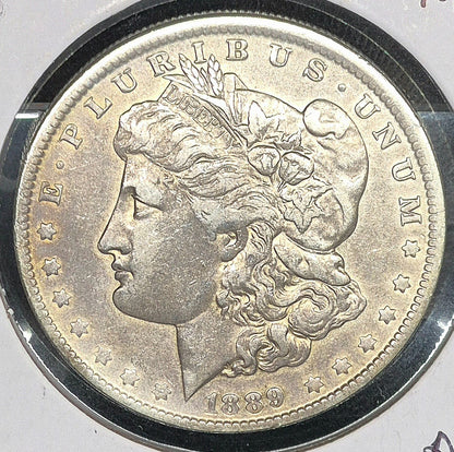 1889 O Gorgeous Toned Morgan 90% Silver Dollar AU Crisp Features Clean Cheeks 1$