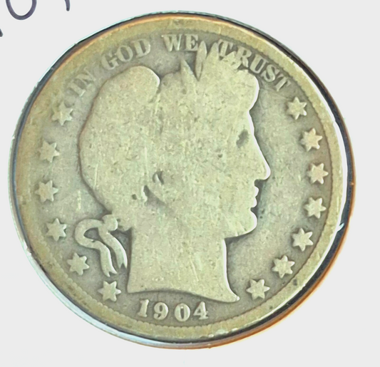 1904 O Barber Half Dollar 90% Silver 50C Circulated Condition May Be AG or Less
