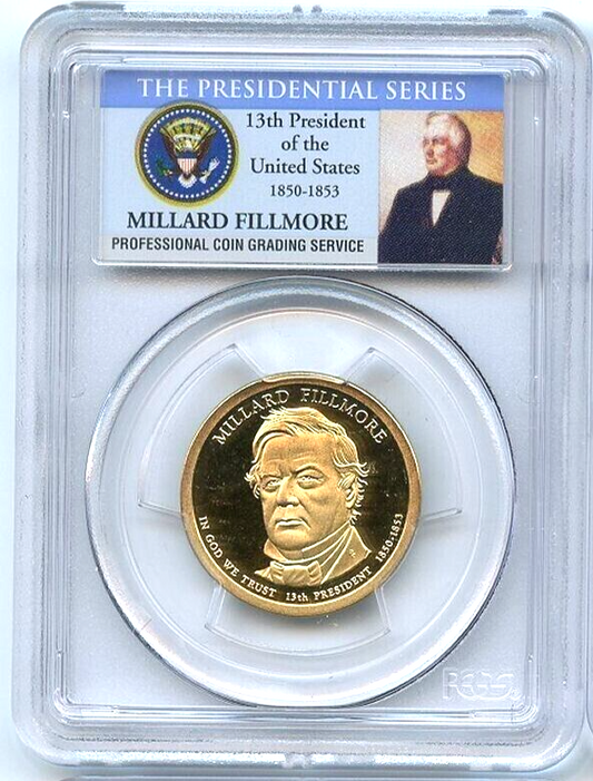 ✅ 2010 S $1 Millard Fillmore Dollar PCGS PR69DCAM Presidential Dollar Coin Photo