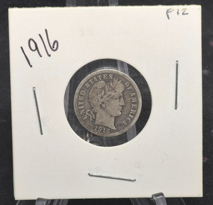 1916 P Barber Dime 🥈90% Silver🥈 Finer Detailed Circulated Condition LAST YEAR