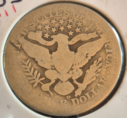 1907 D Barber Silver Quarter 90% SILVER Coin Raw Circulated AG Condition or Less