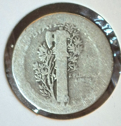1917 Mercury Dime AG About Good or Less 90% Silver 10c US Coin Collectible