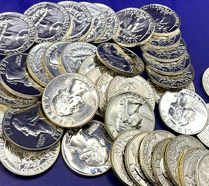 🔥 1962 P GEM BU Washington 90% Silver Quarter US Treasury From OBW Roll Coin