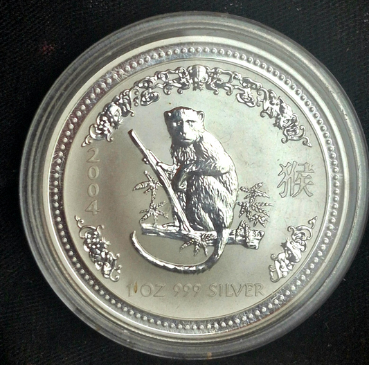 2004 Australia 1 oz Silver Year of the Monkey BU (Series I) in Original Capsule
