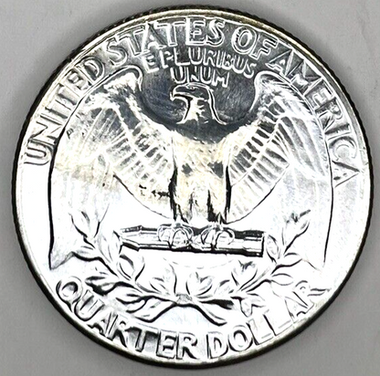 1962-P GEM BU Washington End Coin OBW US Treasury 90% Silver Quarter TONER ALERT