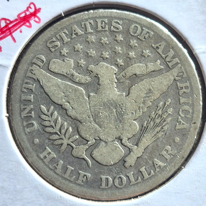 1898 Barber Half Dollar 90% Silver 50C Circulated Condition Partial Motto
