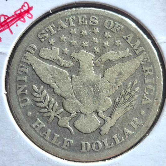 1898 Barber Half Dollar 90% Silver 50C Circulated Condition Partial Motto