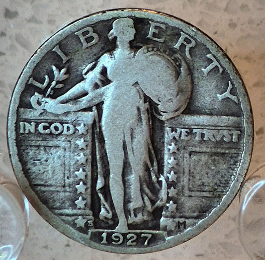 🔥RARE 1927-S Standing Liberty Quarter Lowest Mint Only 396K Produced 90% Silver