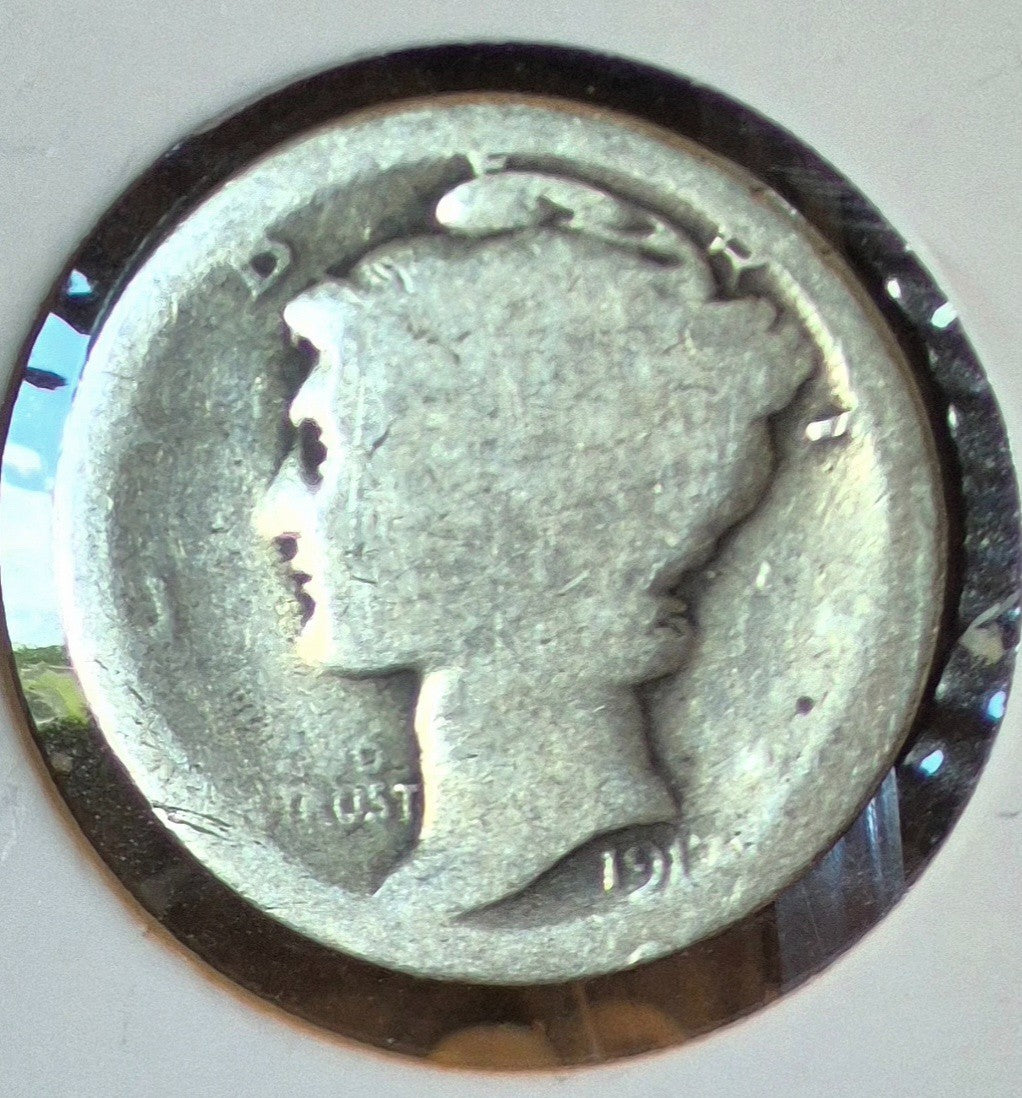 1917 Mercury Dime AG About Good or Less 90% Silver 10c US Coin Collectible