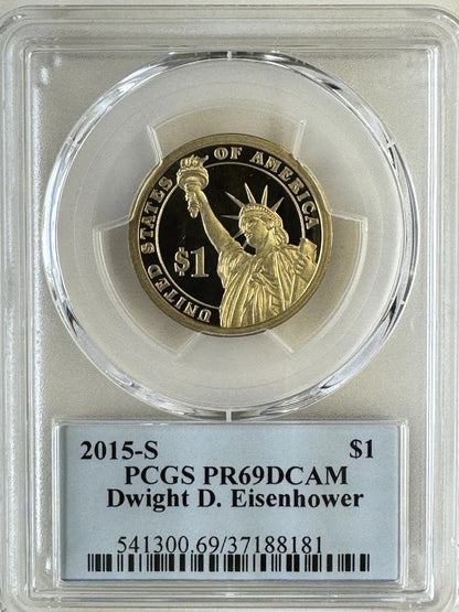 2015 PCGS PR69DCAM $1 Dwight D. Eisenhower Presidential Dollar Coin