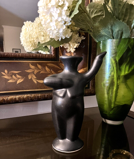 Michael Lambert Signed Studio Pottery Stoneware 🎯 Dancing Black Figural Vase 🎯
