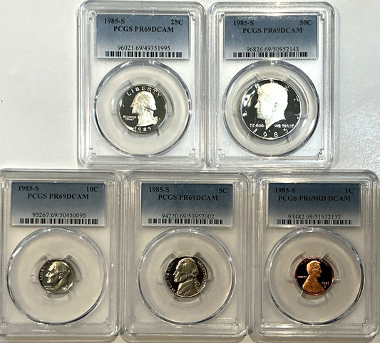1985-SProof Set Date 5 Coin Newly Graded PCGS PR69 DCAM Perfect Gift