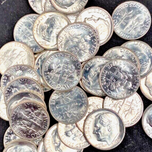 1957P Roosevelt Dime 90% SILVER Gem BU Brilliant Uncirculated Bright White Shiny