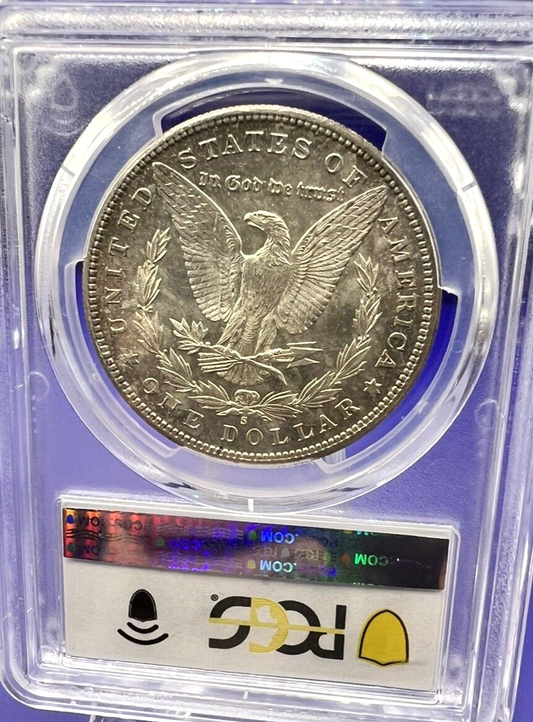 MS64 GRADED  1881 -S PCGS Morgan Silver Dollar Toned Slight Iridescence