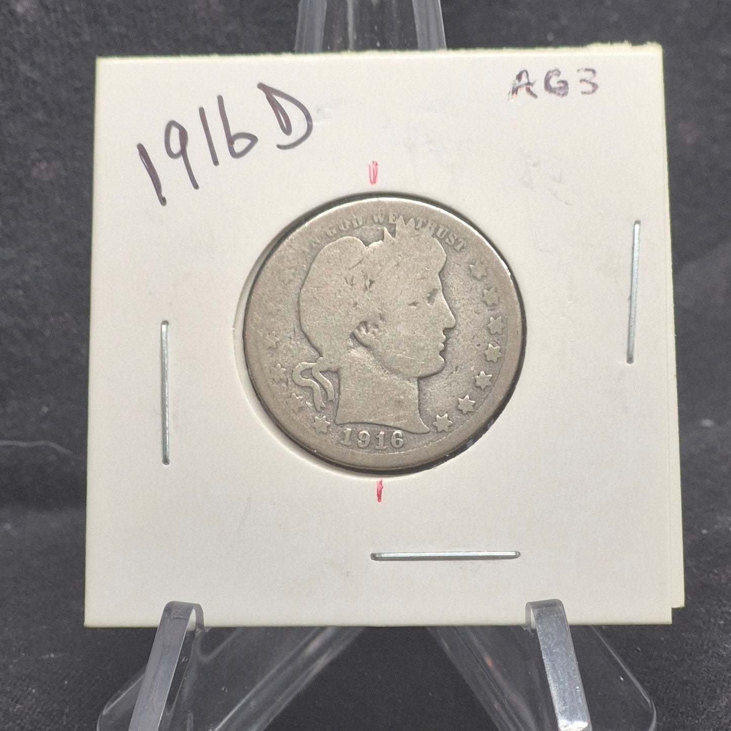 1916 D Barber Quarter Rotated Die Error 90% SILVER Circulated Condition Last Yr