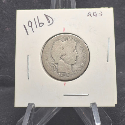 1916 D Barber Quarter Rotated Die Error 90% SILVER Circulated Condition Last Yr