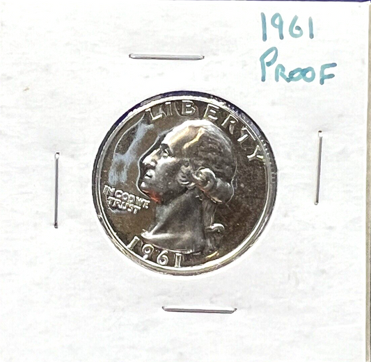 1961-P PROOF Washington Quarter 90% Silver 25c Super Shiny Coin