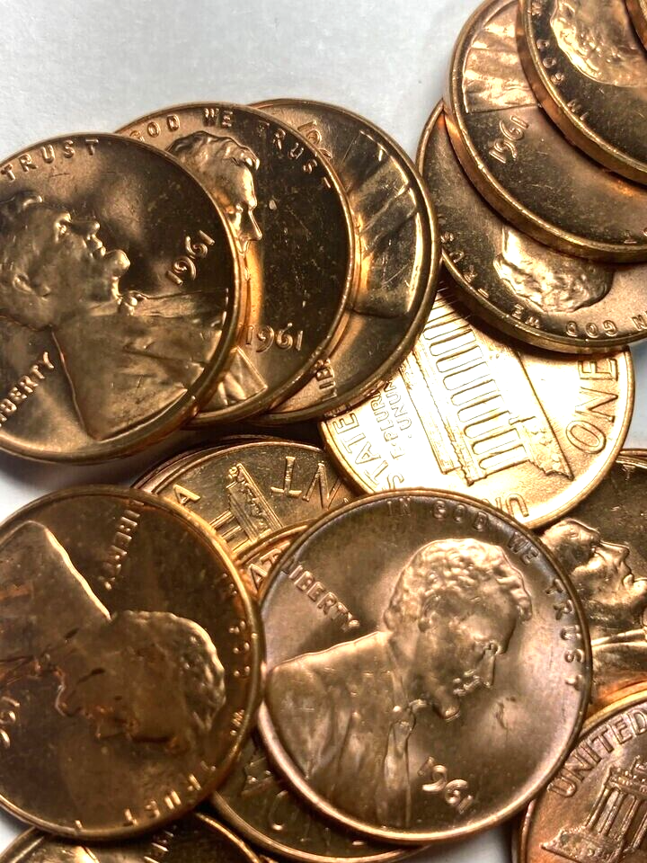 ✅ 1961-P BU UNC Lincoln Memorial 1c BRILLIANT UNCIRCULATED From OBW Roll