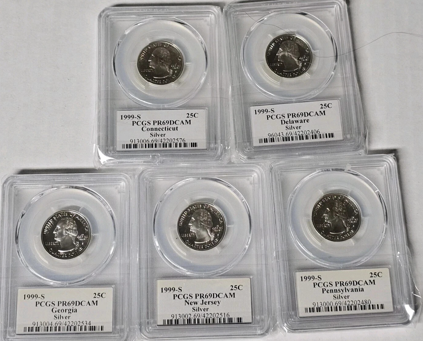 1999 S Silver State Quarter Set PCGS PR69DCAM Delaware Georgia NJ Pennsylvania